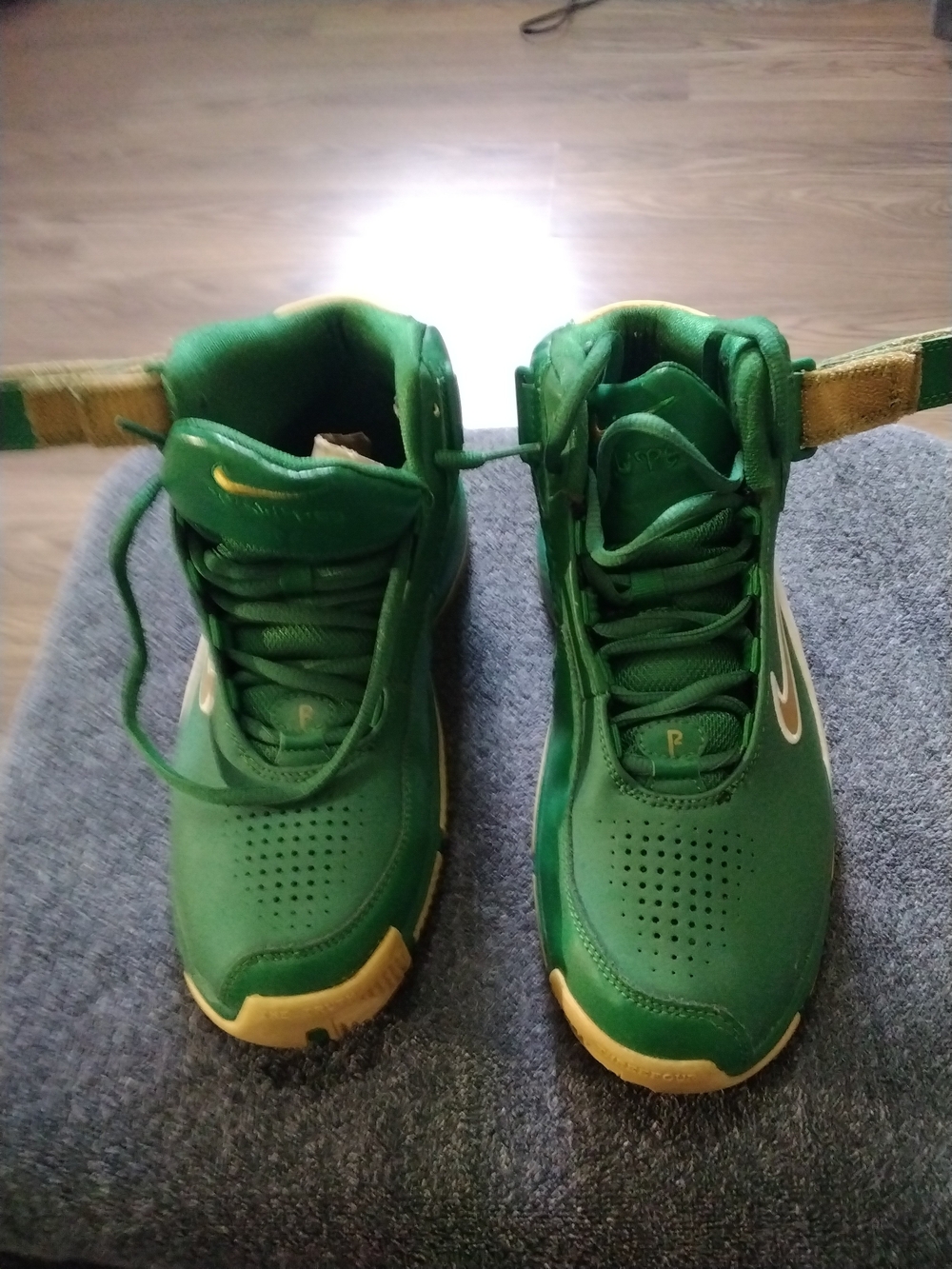 Nike Kids Green High-Top Sneakers with Tan Accents